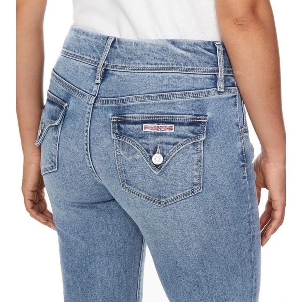 Women's Hudson Mid Rise Straight Leg Stretch Jeans Sz 10 Flap Pockets NO Pilling